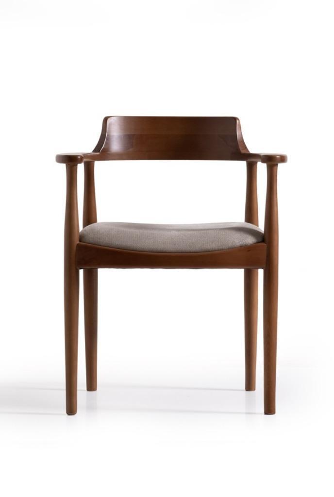 Vizu Japandi eetkamerstoel - zelf aanpasbaar in stof & hout, Huis en Inrichting, Stoelen, Nieuw, Eén, Hout, Stof, Bruin, Ophalen of Verzenden