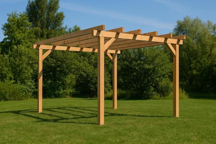 Douglas pergola pakket blank/zwart compleet bouwpakket, Tuin en Terras, Palen, Balken en Planken, Nieuw, Palen, 250 cm of meer