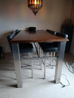 Bartafel met 6 barkrukken - RVS onderstel & leder, Huis en Inrichting, Tafels | Statafels, Ophalen of Verzenden