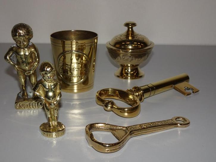6 stuks mooi koperwerk, manneke pis 2x Bruxelles, 15 euro !, Antiek en Kunst, Antiek | Koper en Brons, Koper, Ophalen