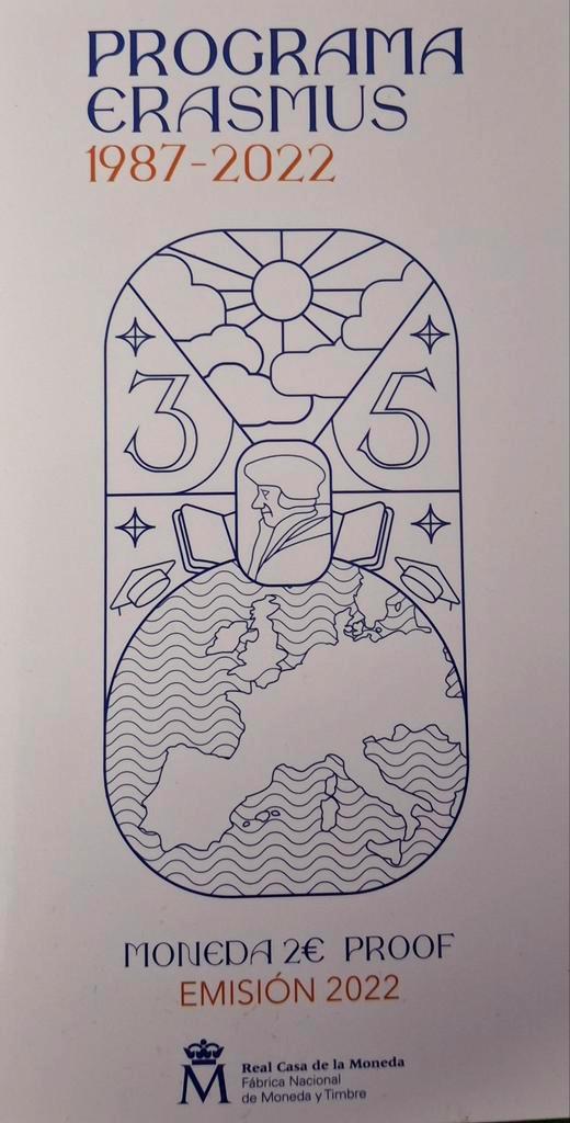 2 Euro Herdenkingsmunt Erasmus 2022 -  Proof, Postzegels en Munten, Munten | Europa | Euromunten, 2 euro, Overige landen, Ophalen of Verzenden