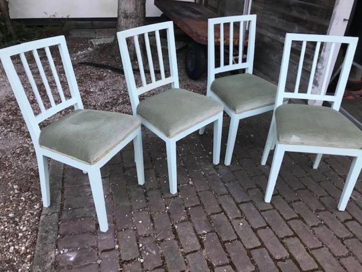 4 antieke stoeltjes bekleding intact, Antiek en Kunst, Antiek | Meubels | Stoelen en Banken, Ophalen