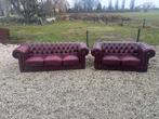 Set Chesterfield banken 2-zits & 3-zits rood oxblood leder, Huis en Inrichting, Ophalen, Gebruikt, Vintage Chesterfield, 150 tot 200 cm