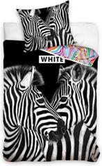 1-persoons dekbedovertrek dier zwart - wit met zebra NIEUW!, Nieuw, Dekbedovertrek, Ophalen of Verzenden, Jongetje of Meisje