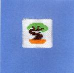 kaart met geborduurde bonsai (1373), Hobby en Vrije tijd, Ophalen of Verzenden, Nieuw, Natuur