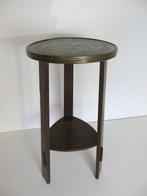 Amsterdamse school houten/messing bijzettafel, Antiek en Kunst, Ophalen of Verzenden