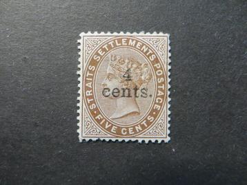 A06198: Straits Settlements QV 4 c CA beschikbaar voor biedingen
