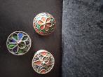 3 versierde , ronde metalen doosjes.  Berber handwerk, Antiek en Kunst, Antiek | Koper en Brons, Verzenden