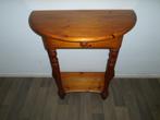 Grenen half ronde tafeltje met la, Huis en Inrichting, Tafels | Sidetables, Ophalen, Gebruikt, 50 tot 100 cm, Halfronde tafel