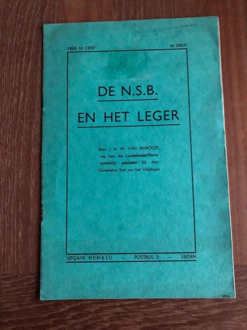 1940 NSB Kapitein J.A.M. van Anrooy: De N.S.B. en ons Leger, Verzamelen, Militaria | Tweede Wereldoorlog, Landmacht, Boek of Tijdschrift