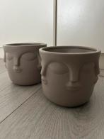 Bloempotten met gezichtsdesign (2 stuks), Tuin en Terras, Bloempotten, Rond, Binnen, Ophalen of Verzenden, Zo goed als nieuw