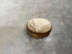 Vintage messing pillendoosje met wit parelmoer deksel, Ophalen of Verzenden