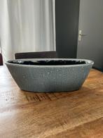 Ovalen bloempot binnen, Ophalen, Blauw, Aardewerk of Porselein, Zo goed als nieuw