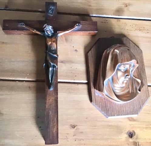 KRUISBEELD EN HOOFD MADONNA / MARIA, Antiek en Kunst, Antiek | Religie, Ophalen of Verzenden