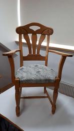 Fauteuil blank eiken met stoffen zitting, Ophalen, Hout, Gebruikt, Bruin