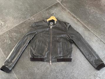 Leren bomber jas / jack maat XL (40/42) zwart echt leer beschikbaar voor biedingen