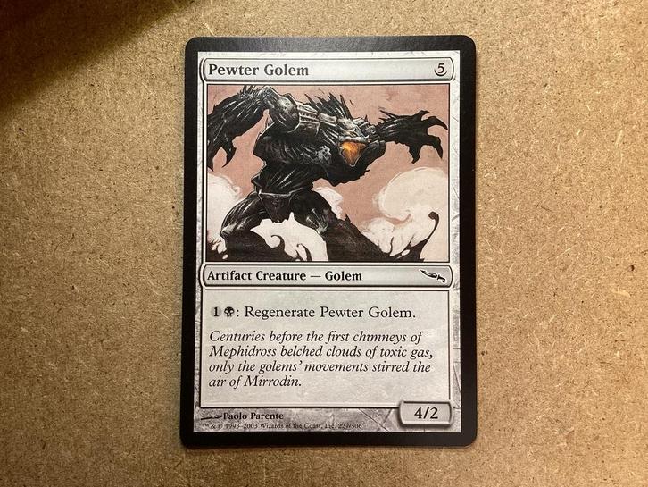 1x Pewter Golem [227/306] (Excellent), Hobby en Vrije tijd, Verzamelkaartspellen | Magic the Gathering, Zo goed als nieuw, Losse kaart