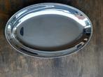 Ovale verzilverde serveerschaal met parelrand, Antiek en Kunst, Antiek | Goud en Zilver, Ophalen of Verzenden, Zilver