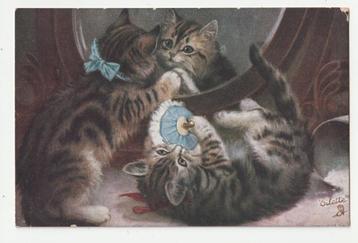 Oilette No. 3582 ansichtkaart met 2 katten 1933 beschikbaar voor biedingen