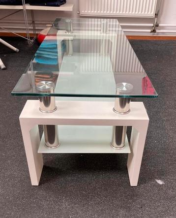 Glazen Salontafel - Modern Design, glas-hoogglans wit beschikbaar voor biedingen
