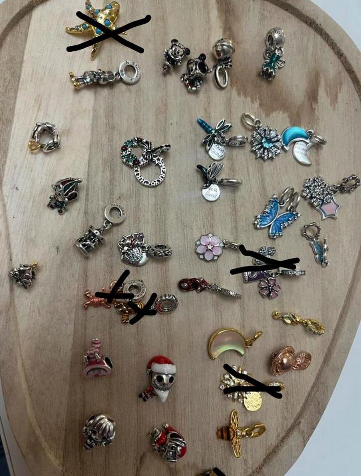 Pandora mooie bedels, Sieraden, Tassen en Uiterlijk, Bedels, Gebruikt, Pandora, Zilver, 1 bedel, Met strass, Verzenden