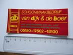 sticker oud Sneek friesland v dijk de boer retro schoonmaak, Verzenden, Zo goed als nieuw, Bedrijf of Vereniging
