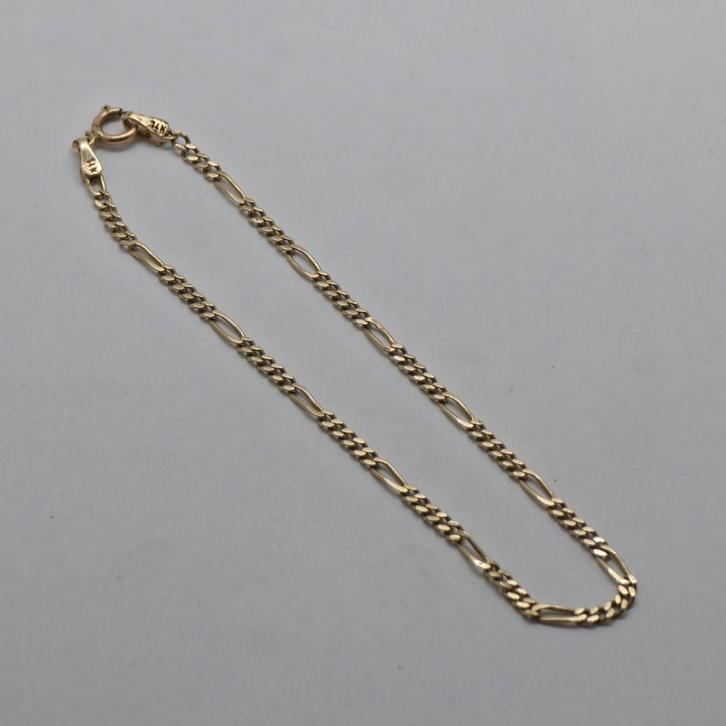 Gouden Armband 14k 585 Figaro Schakel 20cm, Sieraden, Tassen en Uiterlijk, Armbanden, Zo goed als nieuw, Goud, Ophalen of Verzenden