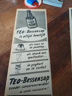 Advertentie van Teo bessensap Taminiau Elst 1949, Verzamelen, Ophalen of Verzenden, Zo goed als nieuw, Overige typen