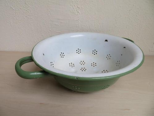 Groene emaille vergiet, Antiek en Kunst, Antiek | Emaille, Ophalen of Verzenden