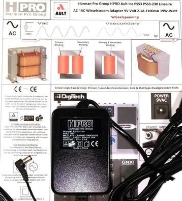 Harman Pro Group HPRO PSS3 PSS3-230 9V 2.1A AC~AC Adapter beschikbaar voor biedingen