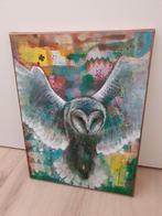 Schilderij op doek uil 30x40cm, Ophalen of Verzenden