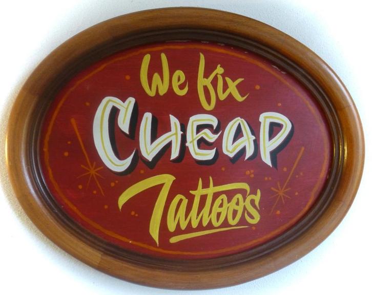 Handgeschilderd tekstbord / schilderij / tattooshop mancave, Huis en Inrichting, Woonaccessoires | Tekstborden en Spreuken, Nieuw