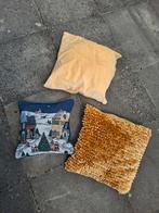 Set van 3 sierkussens, Ophalen of Verzenden, Gebruikt, Geel, Vierkant