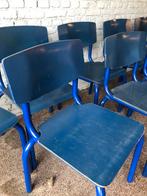 10 leuke vintage industriële blauwe stoelen, Huis en Inrichting, Stoelen, Ophalen, Gebruikt, Blauw, Vijf, Zes of meer stoelen