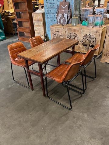 14 Industriele stoelen metaal met lederen kuip beschikbaar voor biedingen