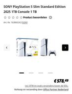 Sony Playstation 5 slim standard edition 2025, console 1TB, Spelcomputers en Games, Ophalen of Verzenden, Nieuw