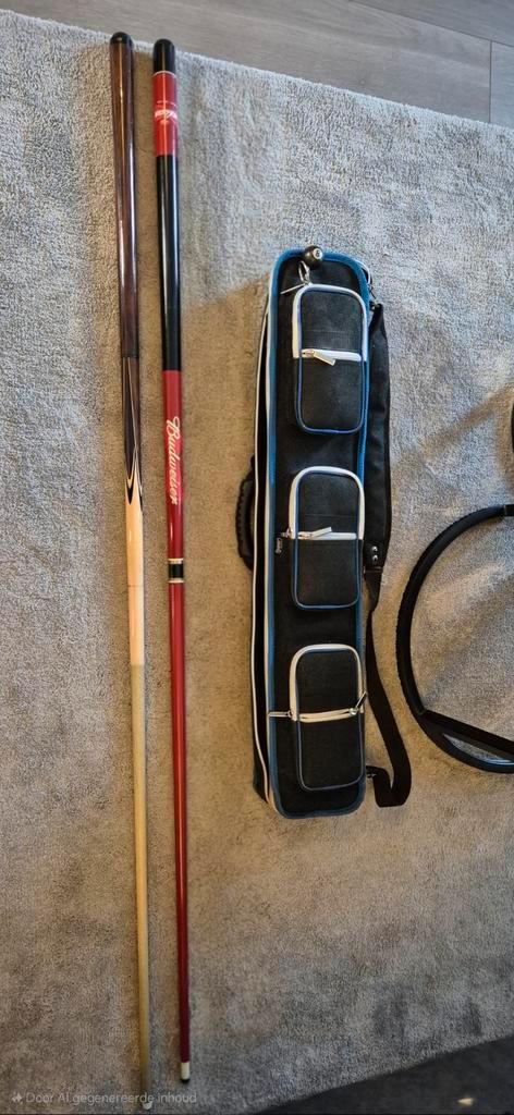 Poolkeu Set (2 stuks) met Tas, Sport en Fitness, Biljarten en Poolen, Zo goed als nieuw, Keu of Ballen, Ophalen of Verzenden