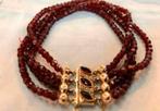 Antieke granaten 4 strengs armband met 18 karaats gouden slo, Ophalen of Verzenden