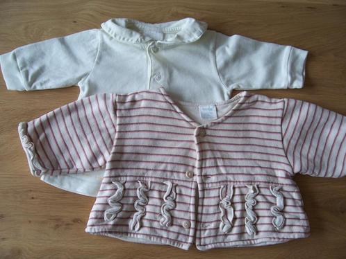 heel mooi vest / vestje +shirtje ecru / roze Dirkje maat 68, Kinderen en Baby's, Babykleding | Maat 68, Zo goed als nieuw, Meisje