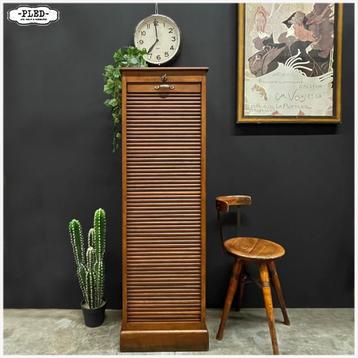 Midcentury eikenhouten roldeurkast / 150 cm - archiefkast beschikbaar voor biedingen