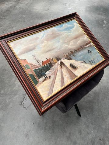 Klassiek schilderij J.P. Zoetemelk winterlandschap beschikbaar voor biedingen