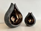 Set van 2 kaarsen houders zwart goud, Ophalen, Zo goed als nieuw, Zwart, Minder dan 25 cm