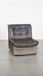 Grijze lederen vintage design fauteuil uit de jaren ’70, Ophalen, Gebruikt, ., .
