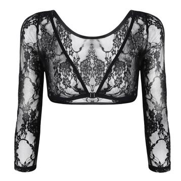 Dames doorzichtige kanten zwarte top / sexy shirt blouse beschikbaar voor biedingen