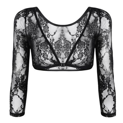 Dames doorzichtige kanten zwarte top / sexy shirt blouse, Kleding | Dames, Tops, Nieuw, Zwart, Lange mouw, Verzenden