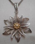 Zilveren ketting met edelweiss hanger nr.596, Met hanger, Verzenden, Zo goed als nieuw, Zilver