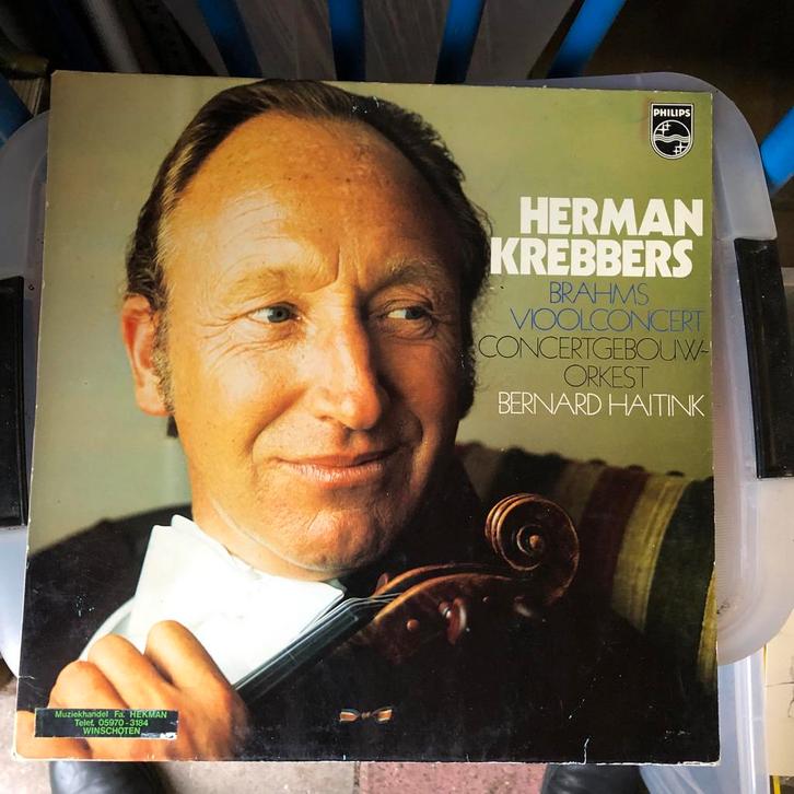 Herman Krebbers - Brahms Vioolconcert LP, Cd's en Dvd's, Vinyl | Klassiek, Zo goed als nieuw, Romantiek, Orkest of Ballet, 12 inch