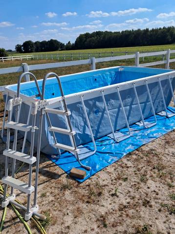Intex zwembad frame 400x200, trapje,pomp  beschikbaar voor biedingen