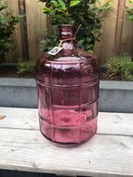 Grote glazen vaas / pot, Roze paarse met smalle opening, Ophalen of Verzenden, Zo goed als nieuw
