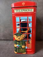 Leuke spaarpot  / blik met beer - Harrods telephone kiosk, Verzamelen, Ophalen of Verzenden, Gebruikt